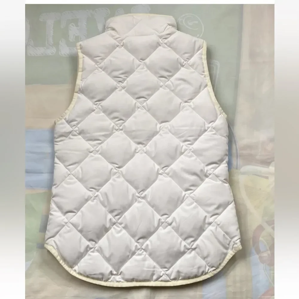 J CREW Women Cream Quilted Full Zip Puffer Vest Size XXS - Picture 3 of 13